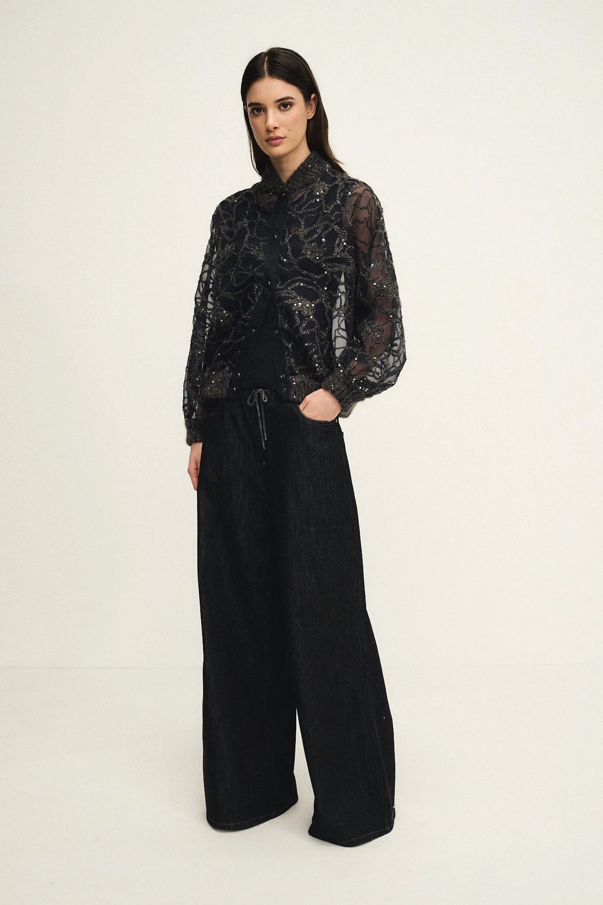 Comfort wide denim trousers
