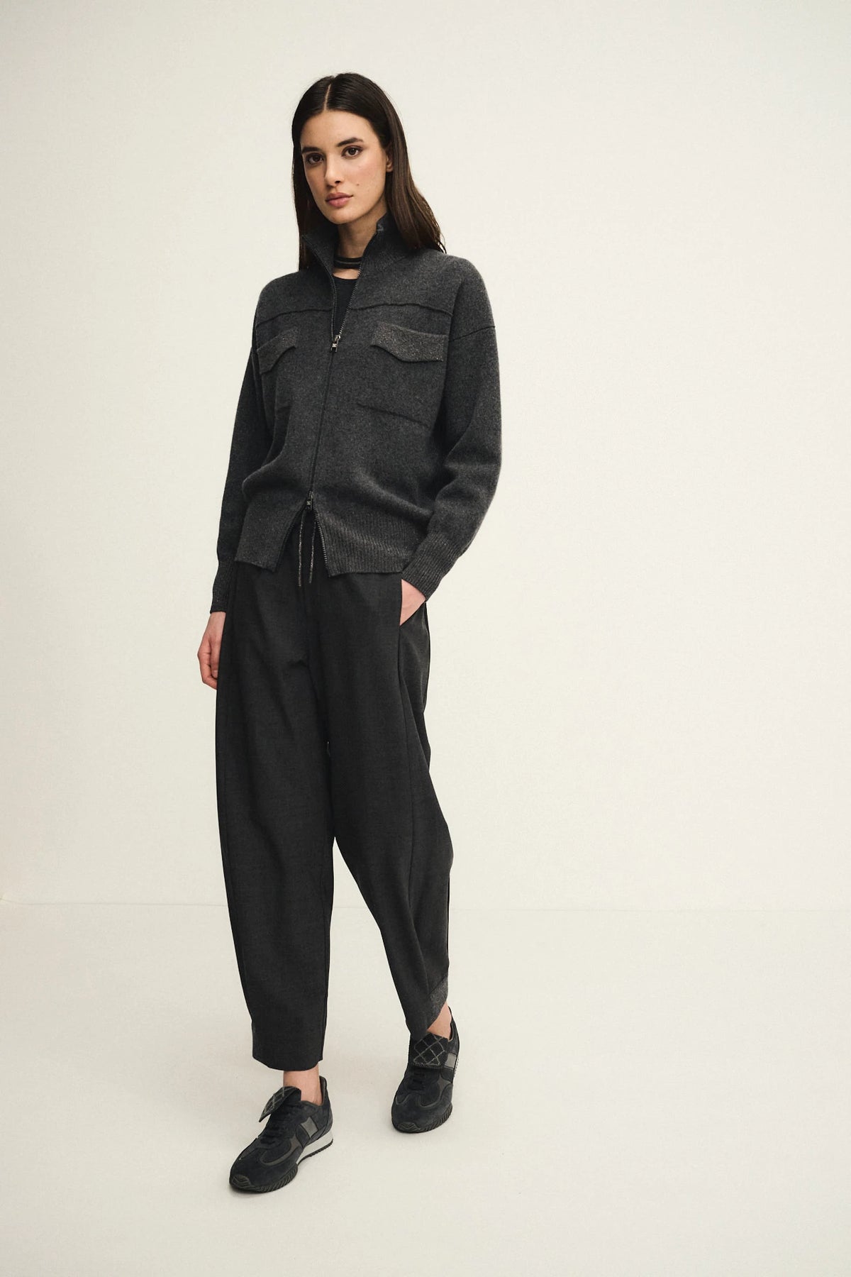 T-shirt layered collar in jersey di cotone
