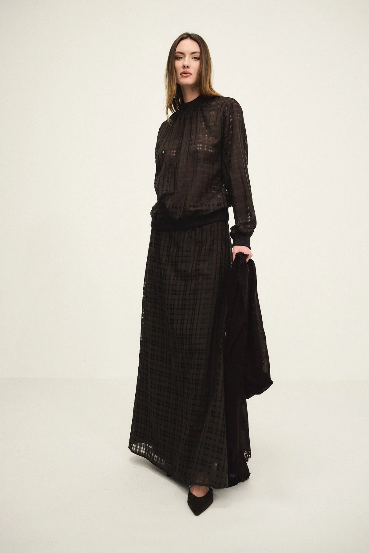Semi-sheer check top