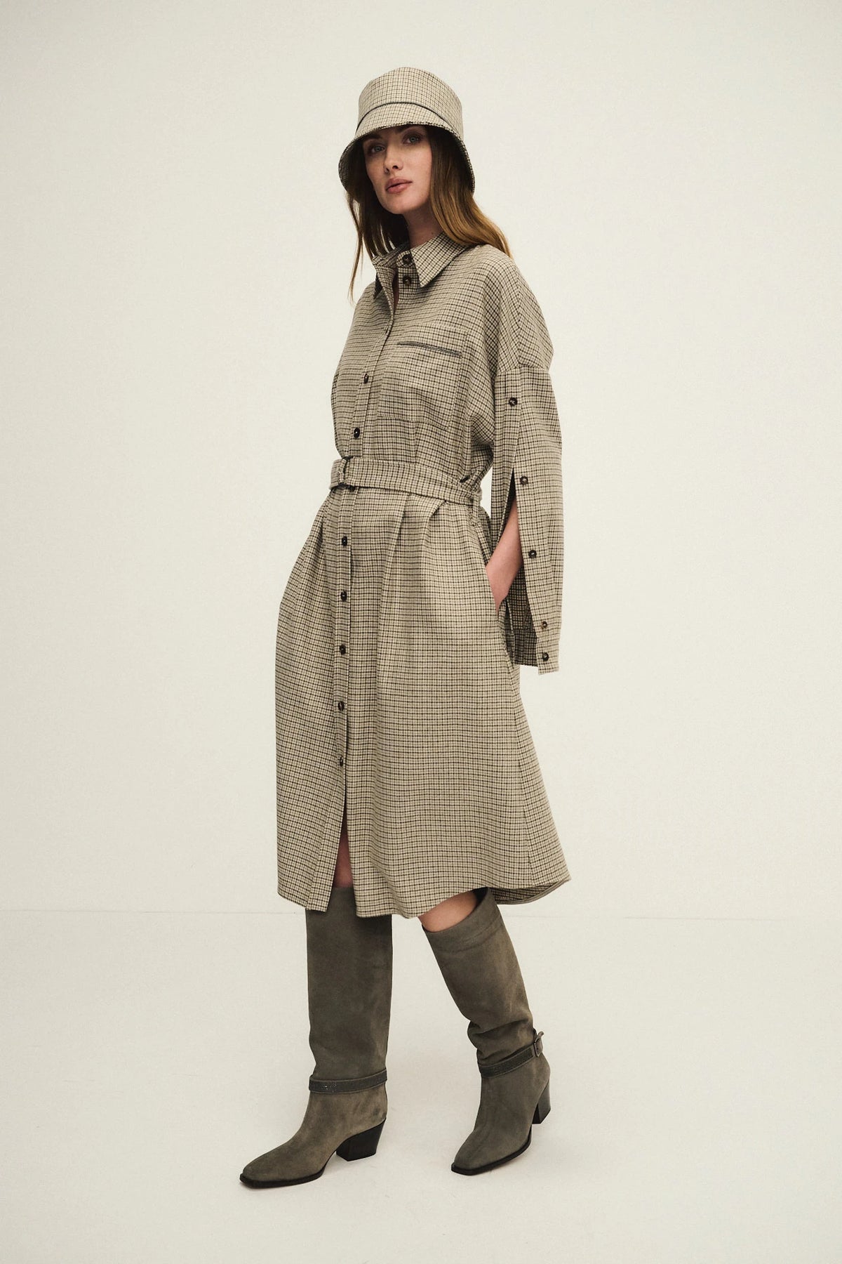 Chemisier pied-de-poule in lana cashmere